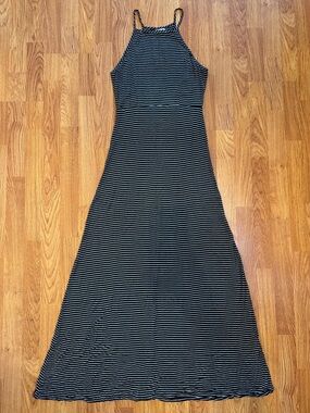 Exist Black and White Striped Halter Maxi Dress